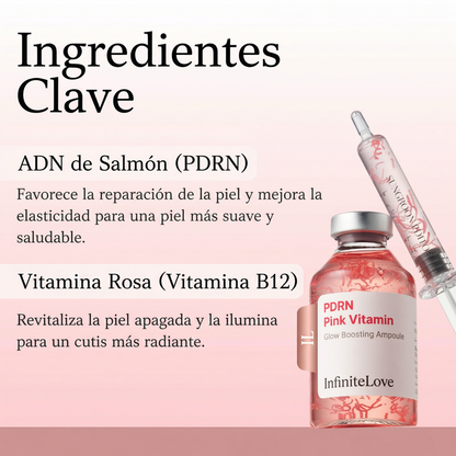 Ampolla Rejuvenecedora Pink Glow – Efecto Piel Lisa y Luminosa