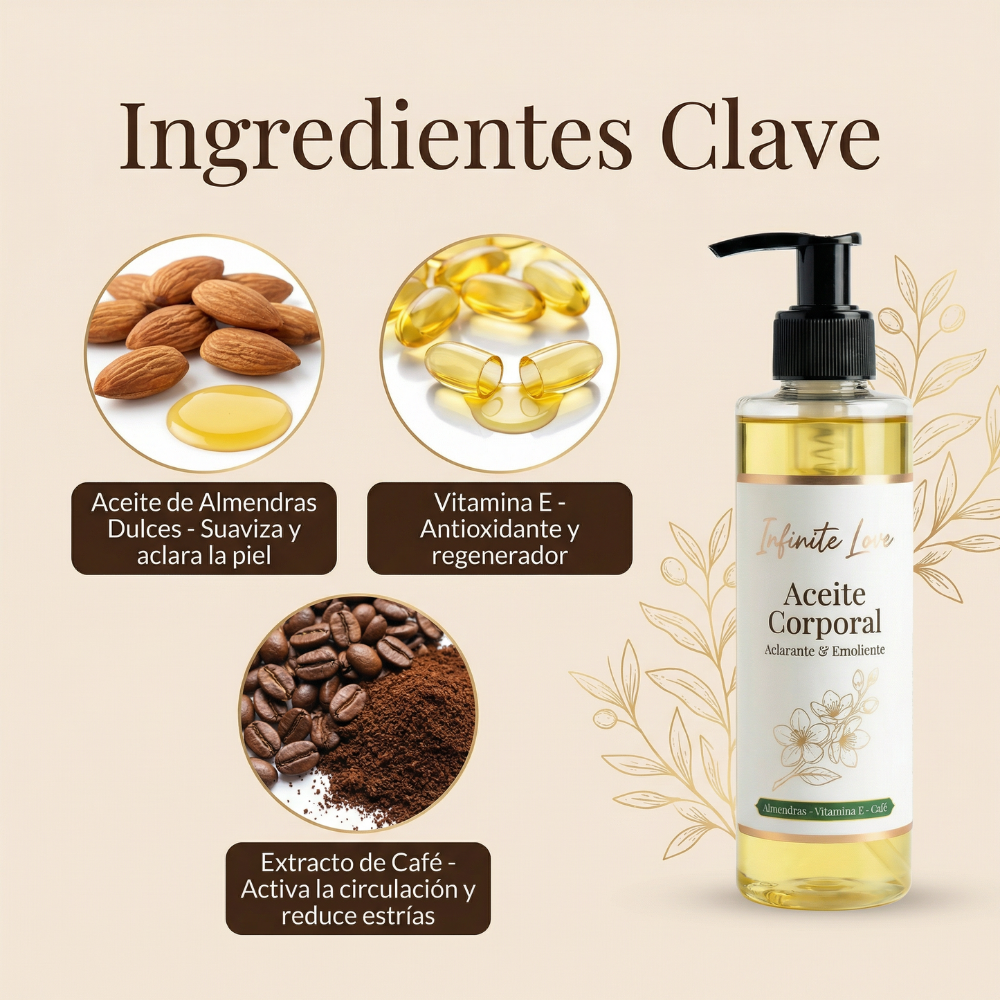 Aceite Corporal Aclarante y Emoliente para Prevenir Estrías y Unificar el Tono de la Piel (Ideal para Embarazo)