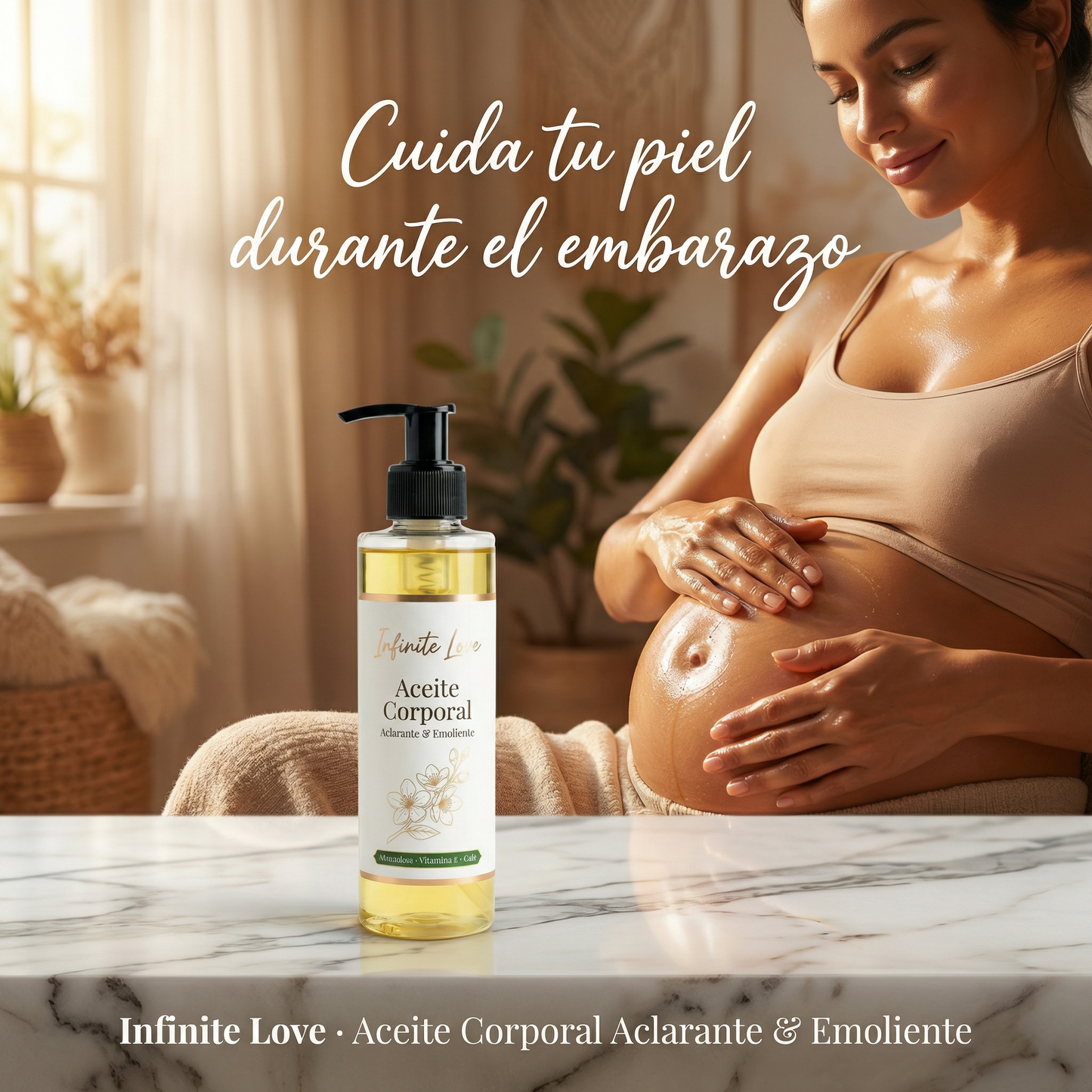 Aceite Corporal Aclarante y Emoliente para Prevenir Estrías y Unificar el Tono de la Piel (Ideal para Embarazo)