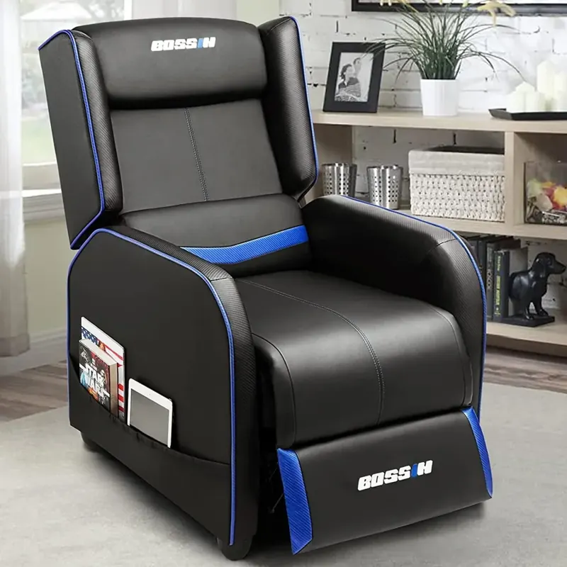 PUKAMI Gaming Recliner Chair for Adults 400 lb Racing Style Sofa Big and Tall PU Leather Recliner Seating Modern Ergonomic Lounge Recliner Chair Comfortable Home Movie Theater for Living Room