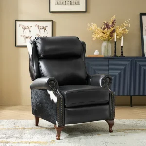 Paulo Traditional Genuine Leather Manual Recliner with Nailed Trim