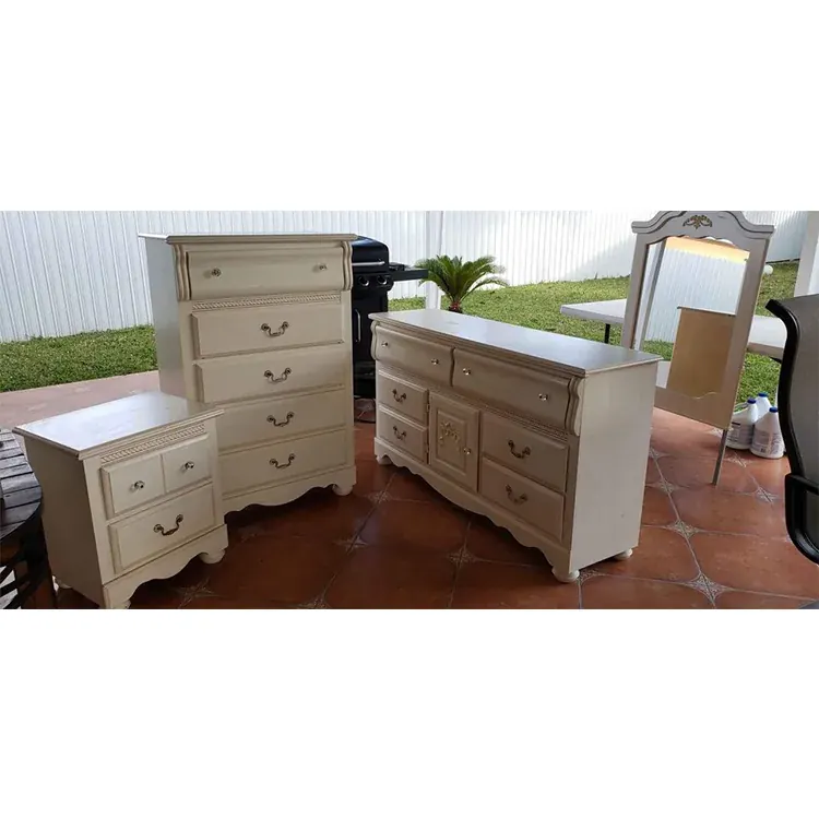 Set includes dresser, mirror, chest, nightstand and headboard