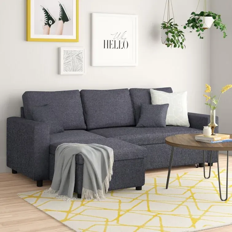 Vernita 87′′ Wide Linen Reversible Sleeper Sofa & Chaise