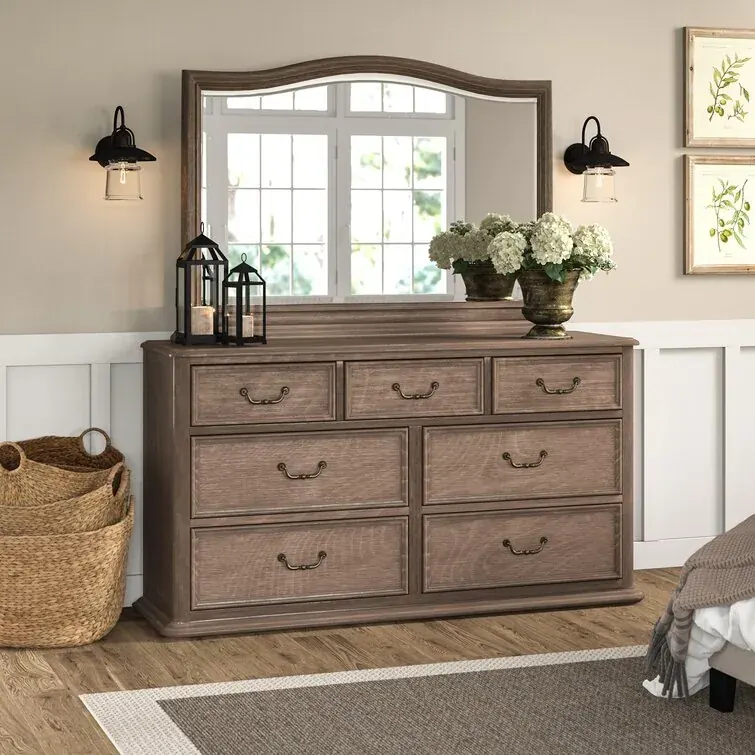 Diane 7 Drawer 66'' W Dresser with Mirror