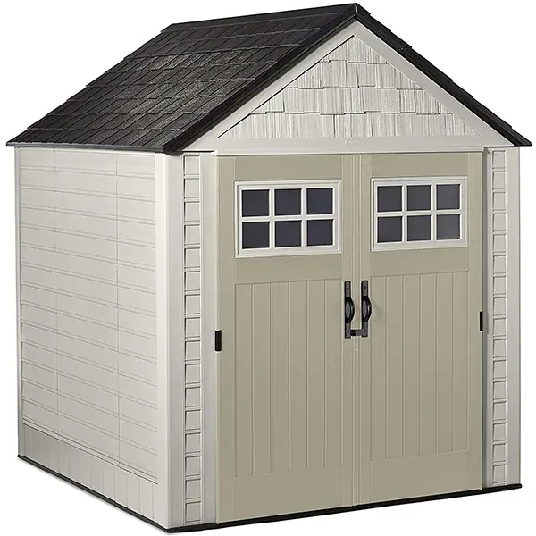 Outdoor Storage Shed, 7X7 feet, Resin Weather Resistant Outdoor Garden Storage Shed for Backyard, Garden, Tool Storage, Lawn, Garage Organizer, Sandstone