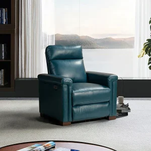 Lea 36.02" Wide Genuine Leather Power Recliner