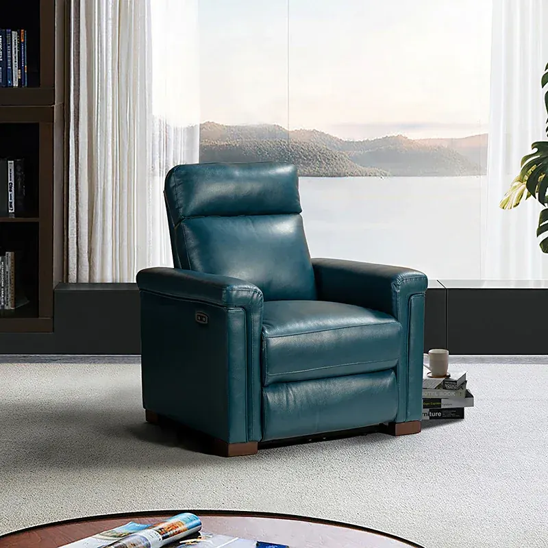 Lea 36.02" Wide Genuine Leather Power Recliner